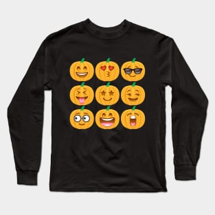 Pumpkin Emoji for Halloween and Thanksgiving Fun Long Sleeve T-Shirt